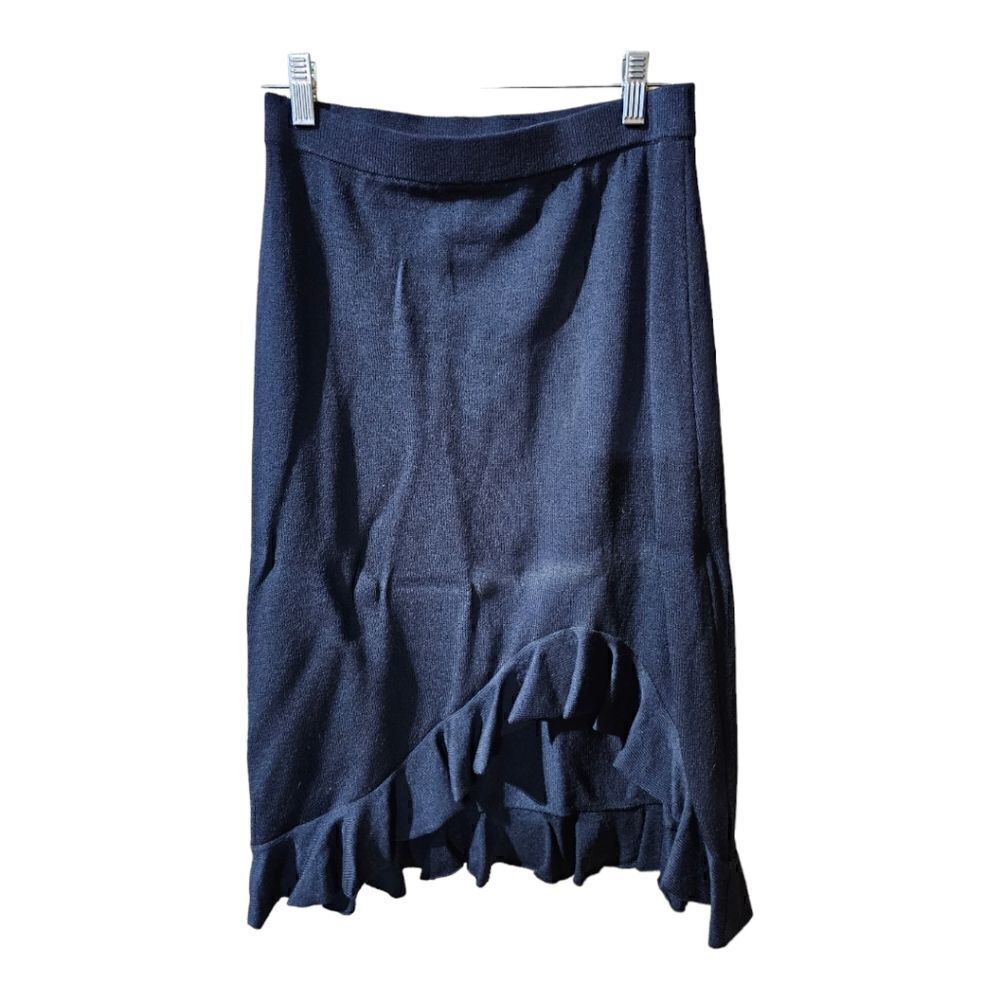 ST. JOHN COLLECTION Santana Knit Asymmetrical Ruffle Hem Skirt - Size 4